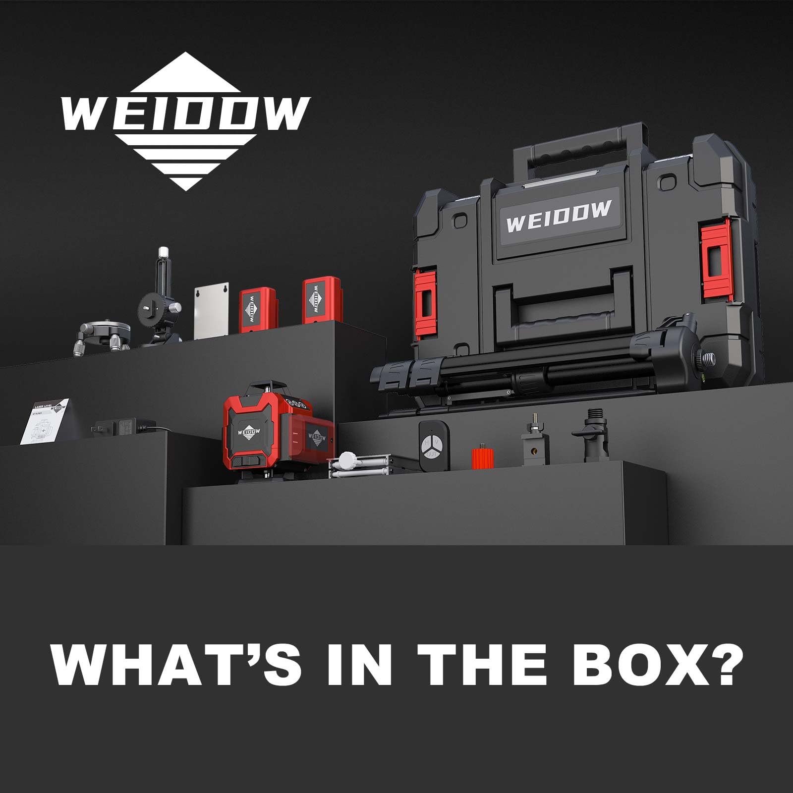 WEIDDW laser level package contents include everything you need for setup.