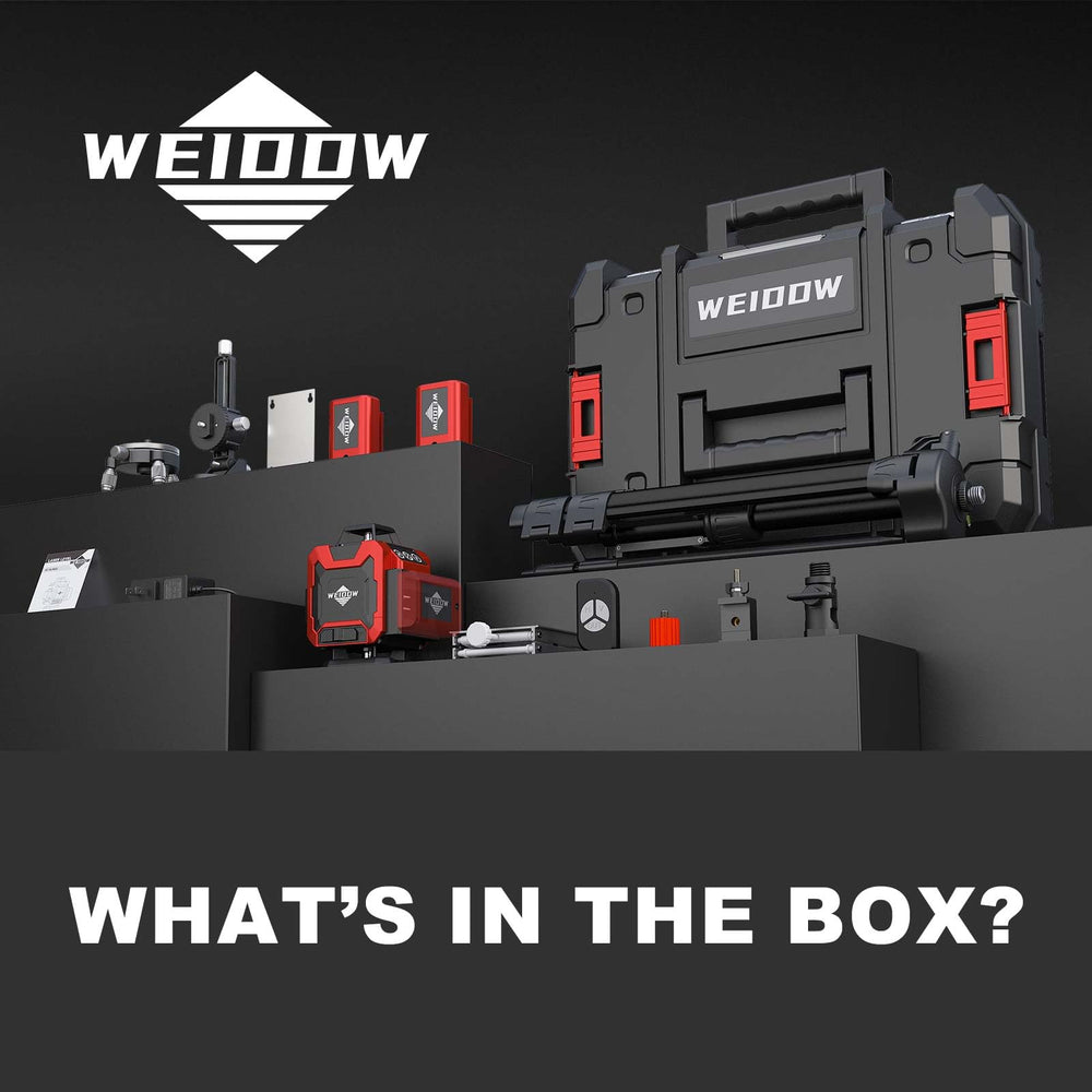 WEIDDW laser level package contents include everything you need for setup.