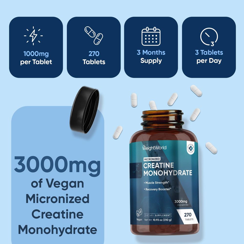 WeightWorld allergen-free creatine tablets suitable for sensitive diets