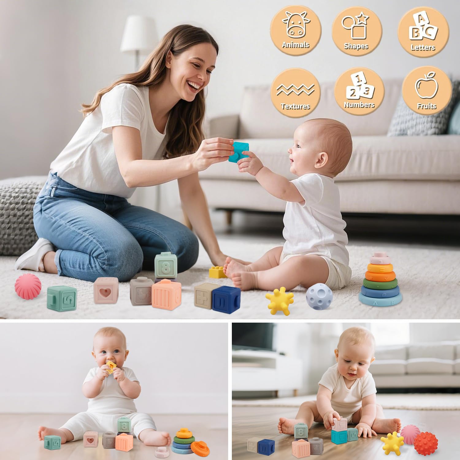 Weilim Montessori embossed-pattern blocks stimulate cognitive development through visual and tactile patterns.