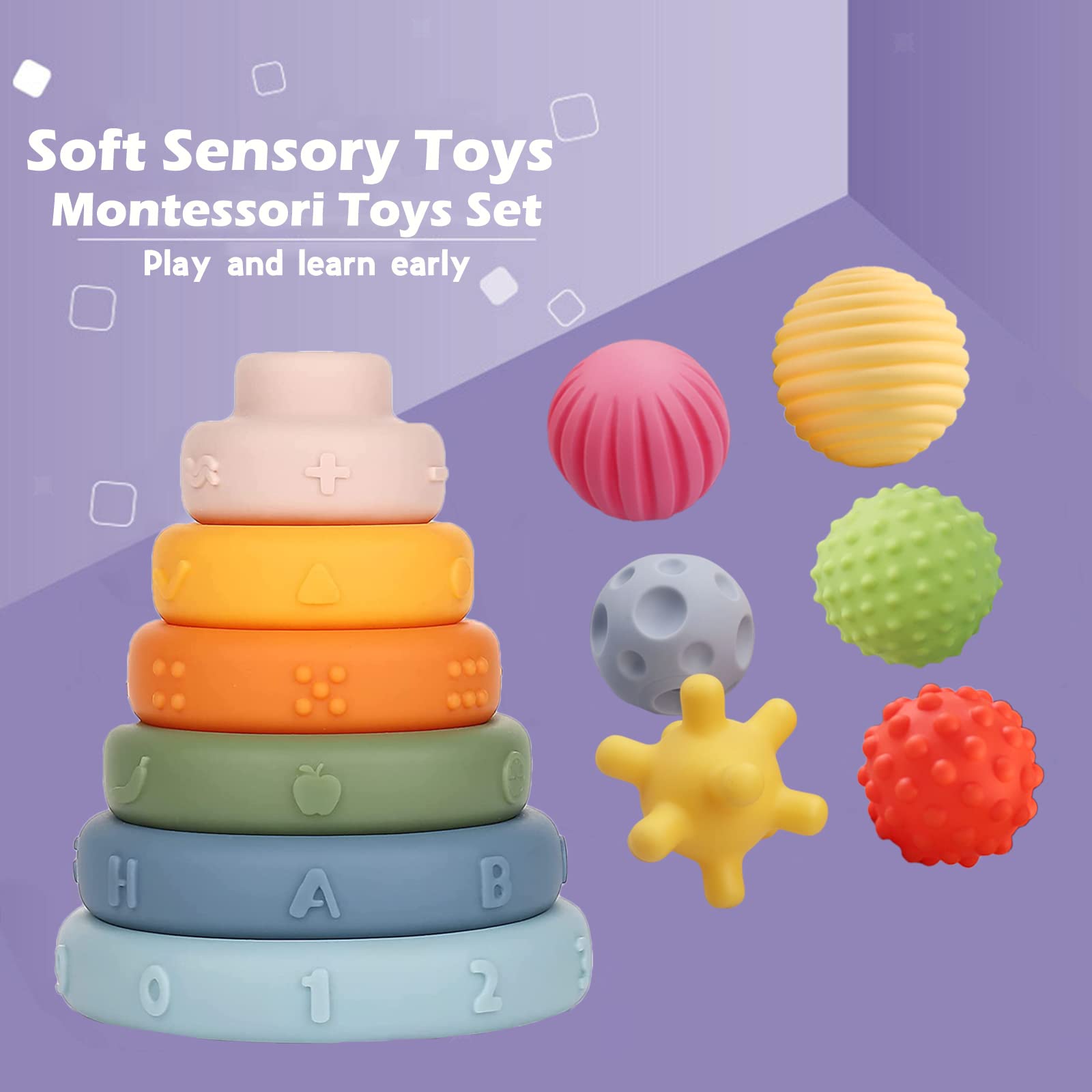 Weilim Montessori sensory textured balls provide tactile exploration during playtime.