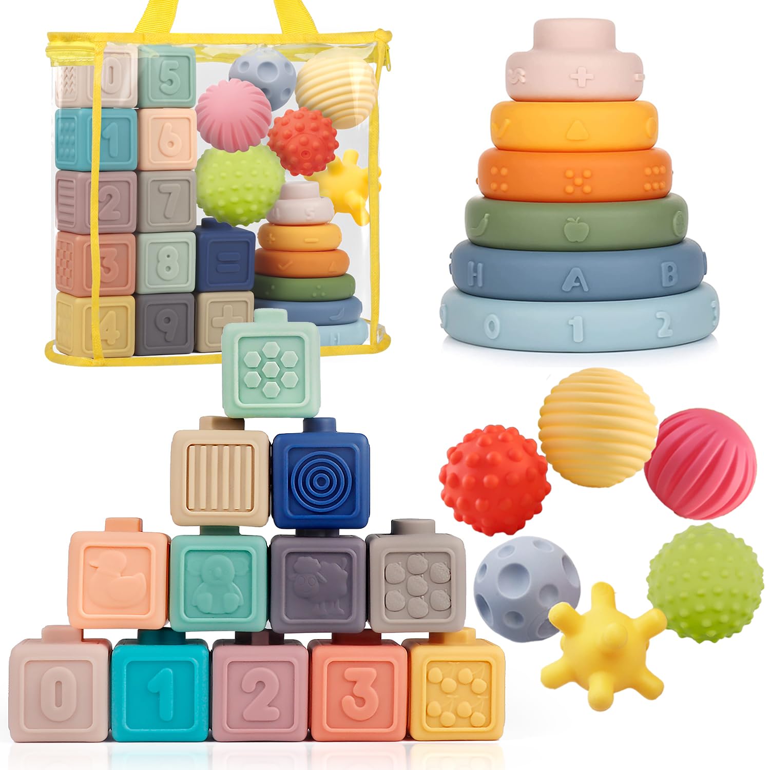 Weilim Montessori soft blocks cubes promote early color and shape recognition for babies.