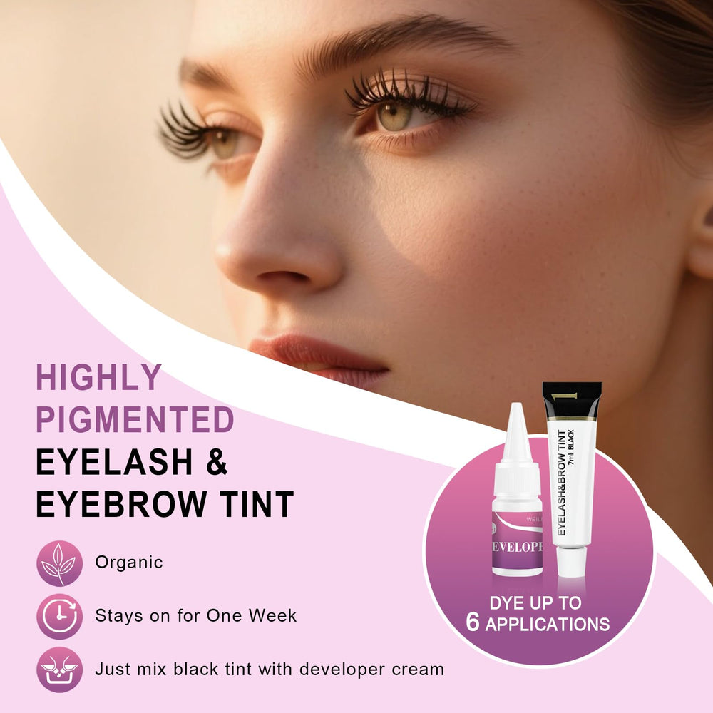 WEILNELL eyelash color kit before-after display of visible enhancement