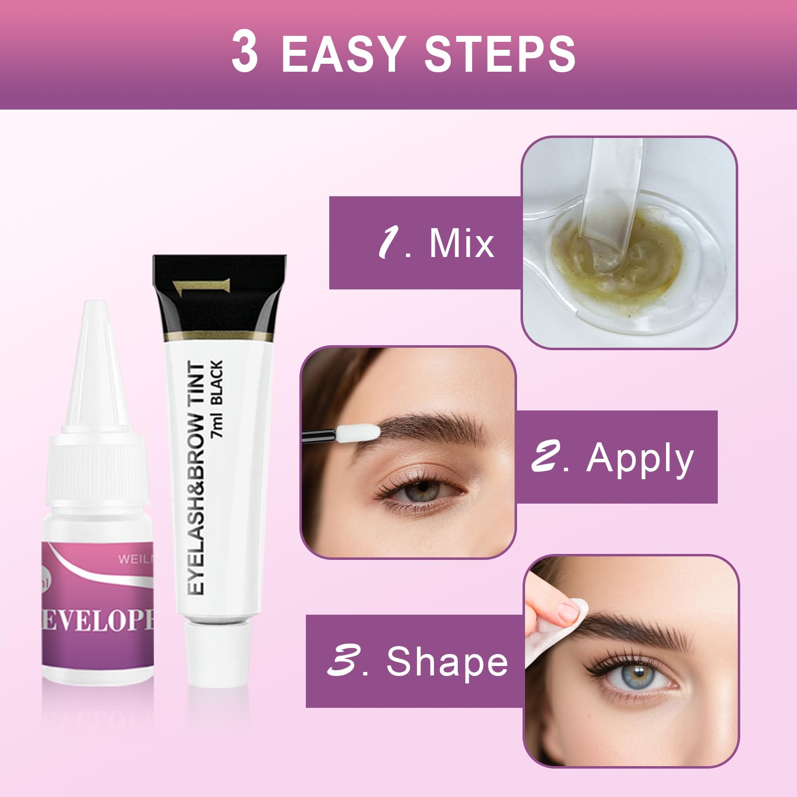 WEILNELL eyelash color kit color palette to help select matching shade