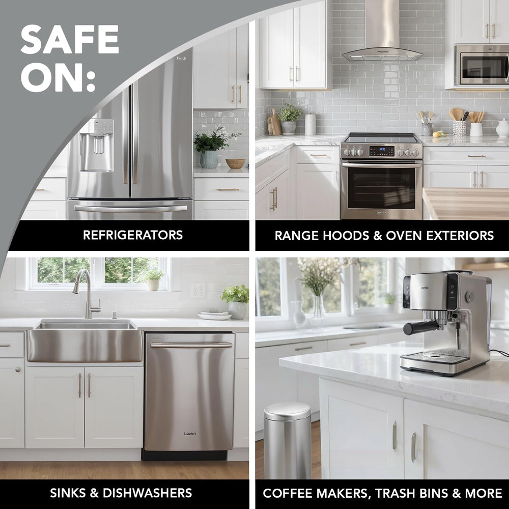 Weiman cleaner is safe on refrigerators, sinks, ovens, and range hoods.