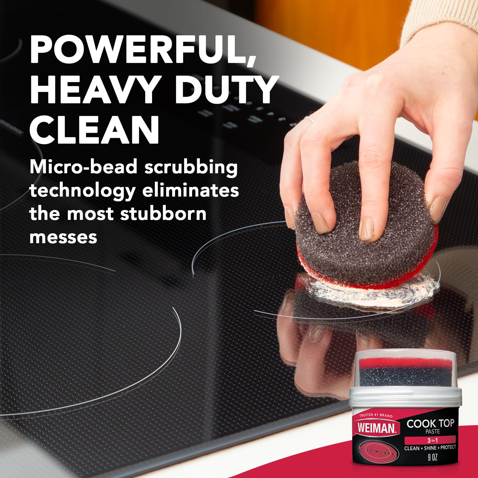Weiman Cooktop Paste leaves a streak-free finish on smooth-top surfaces