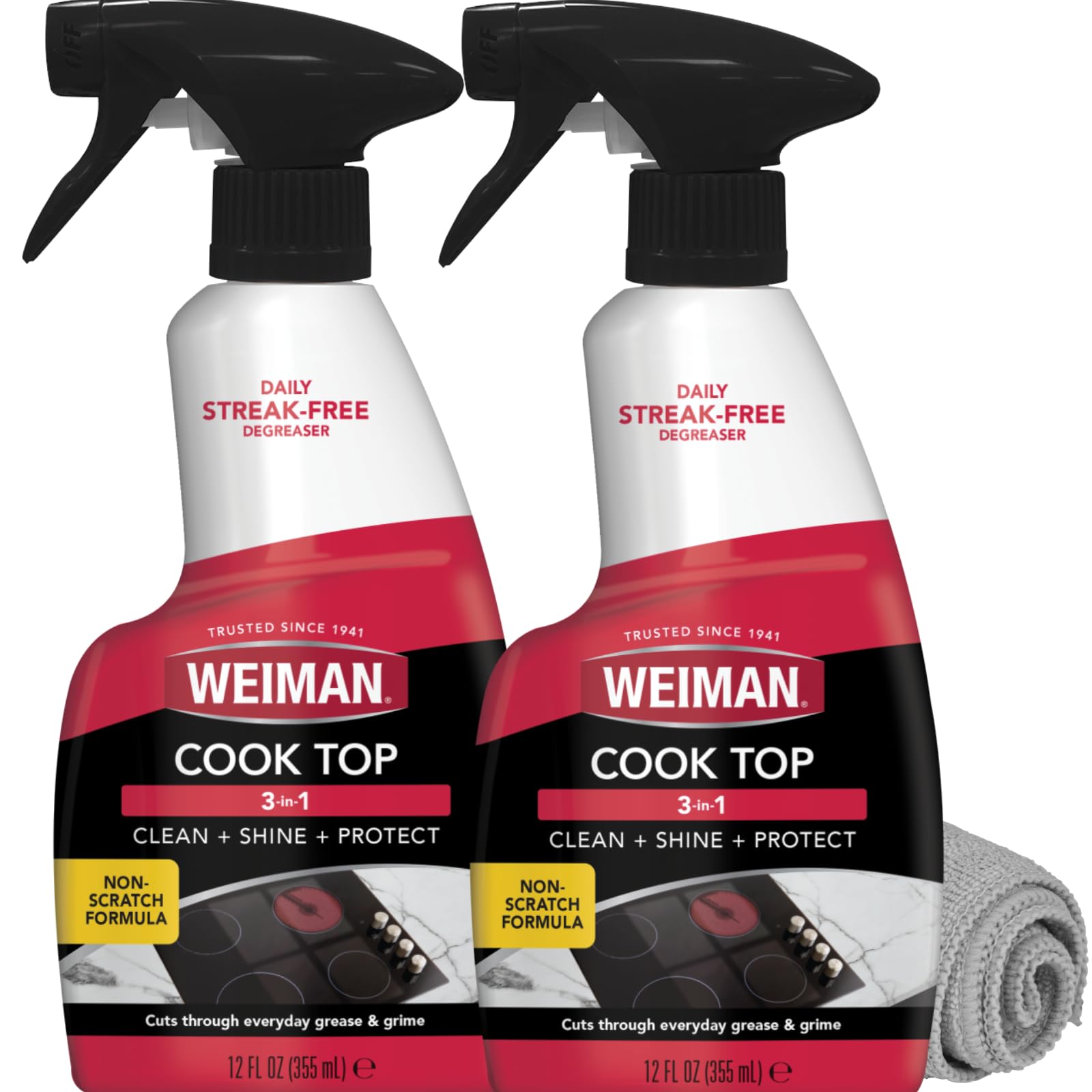 Weiman cooktop cleaning spray bottle for effortless degreasing