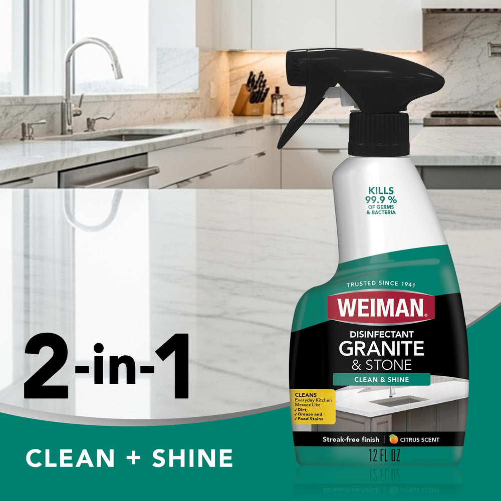 Weiman spray bottle used for daily cleaning on stone surfaces