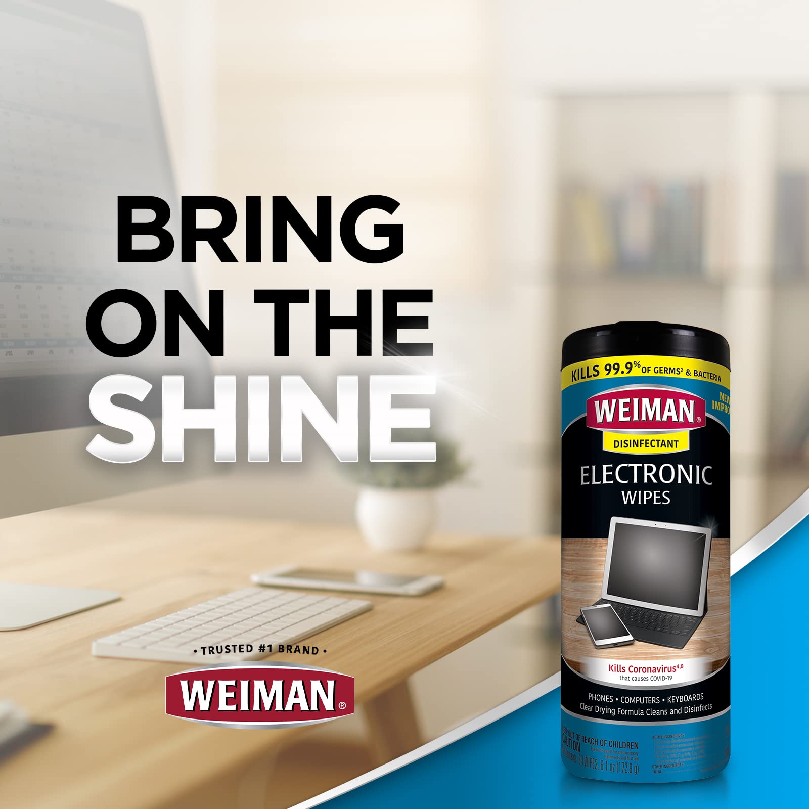 Weiman screen cleaner wipes close‑up on packaging
