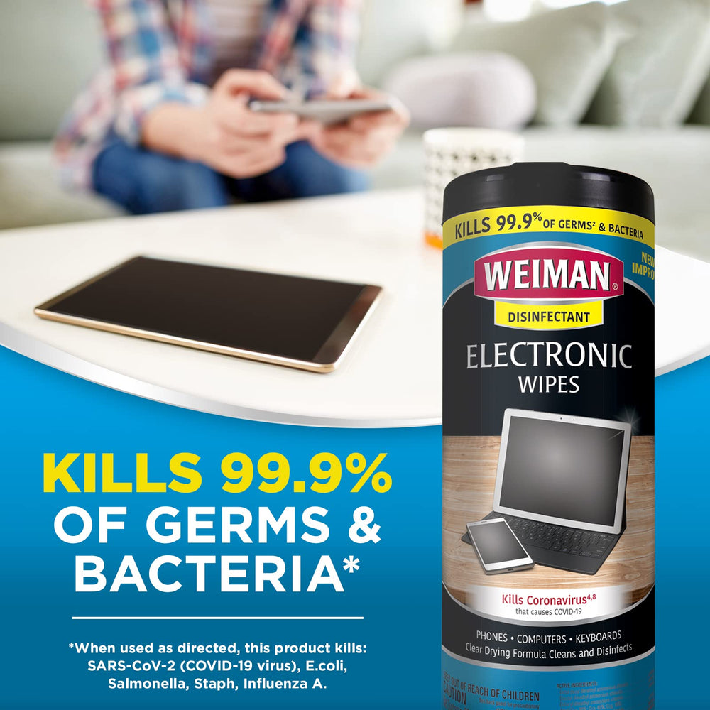 Weiman Wipes on tablet screen remove dust and smudges