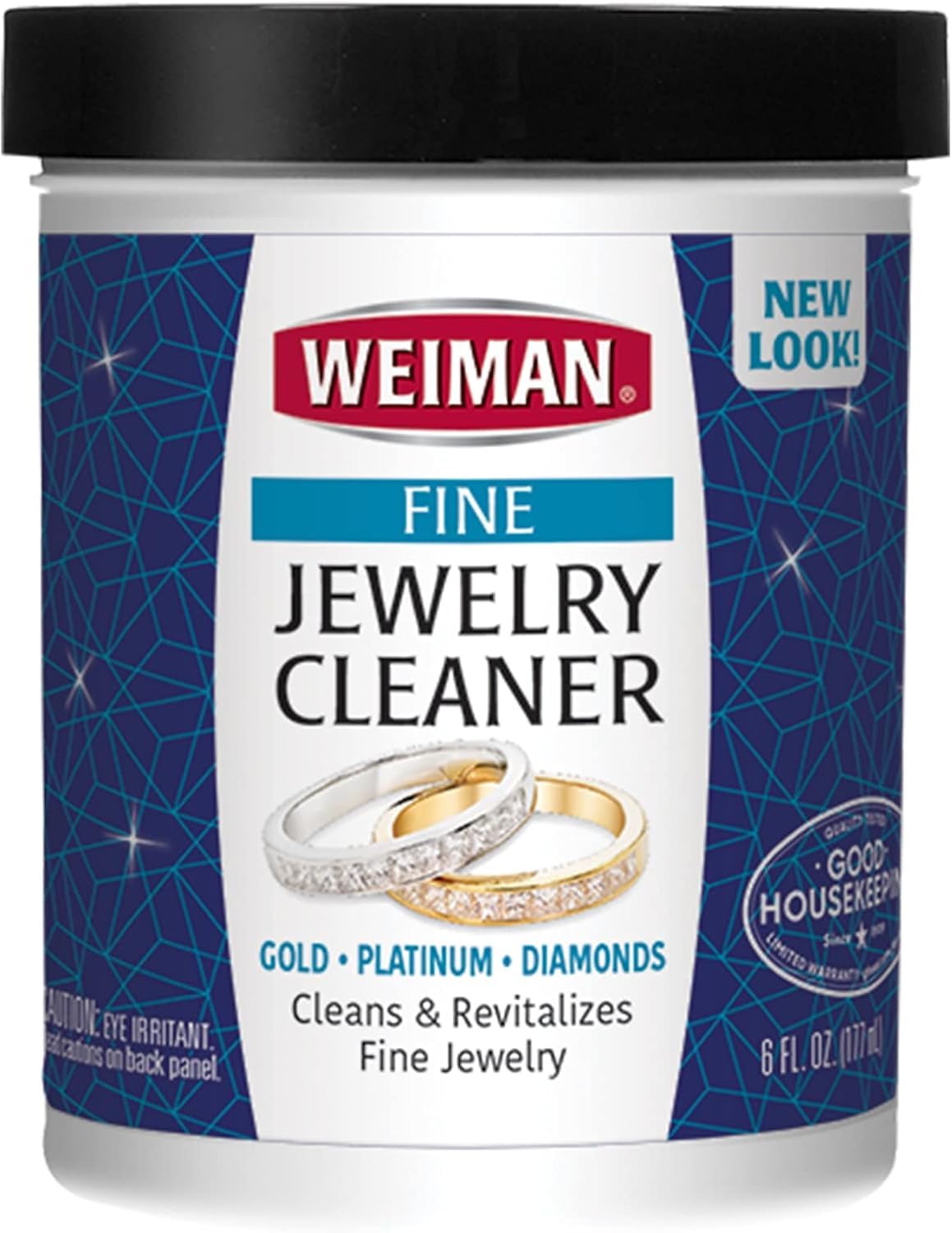 Weiman Fine Jewelry Cleaner bottle restores brilliance on gold and gems.