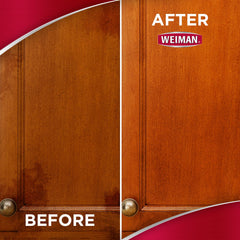 Finished wood surfaces cleaned and shining without greasy residue