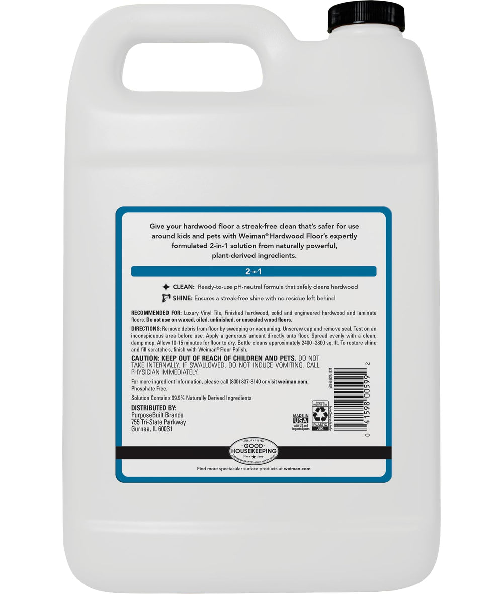 Weiman floor restorer shows scratch-fill action for smoother looking floors.