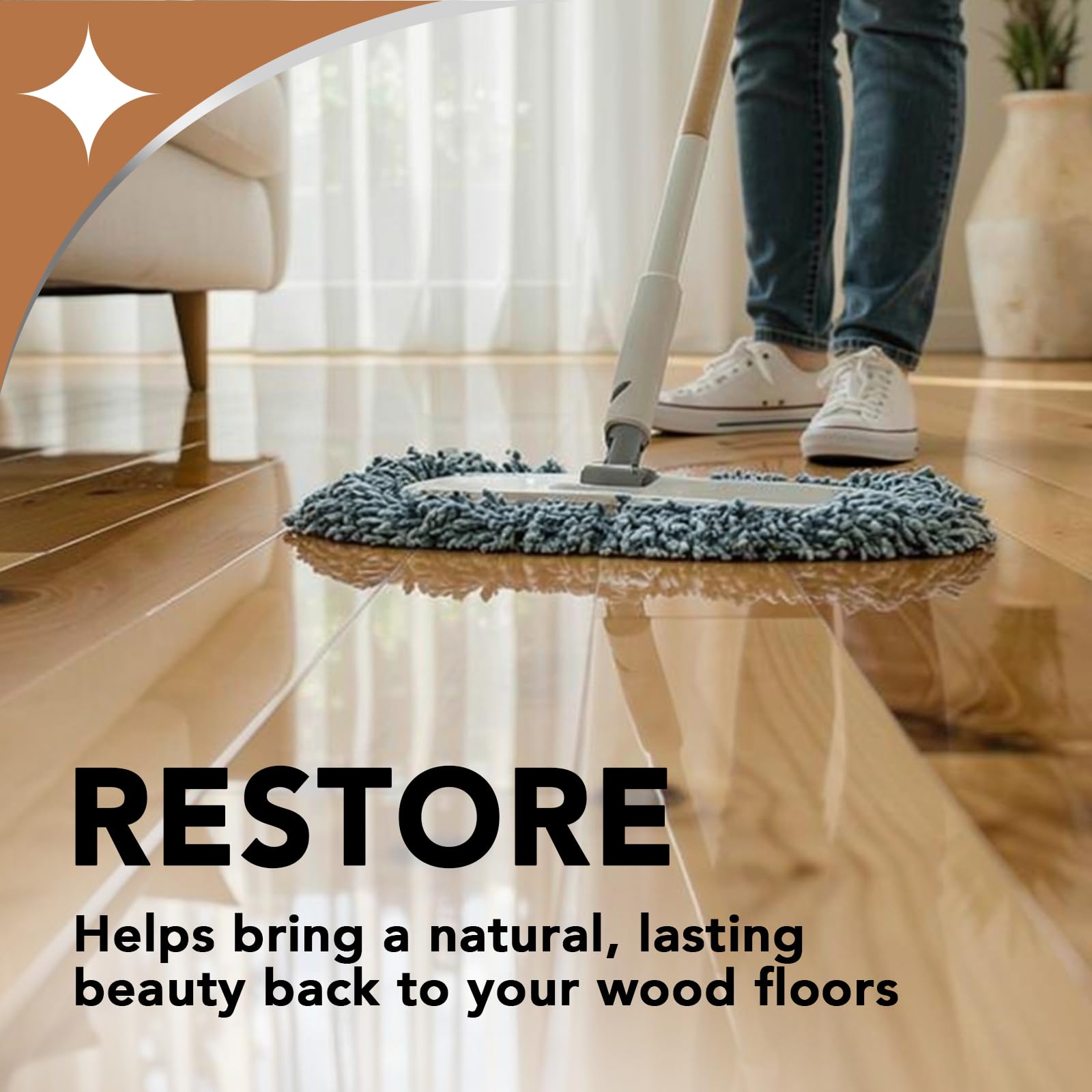 Weiman hardwood floor polish reveals natural shine and a smooth, even finish.