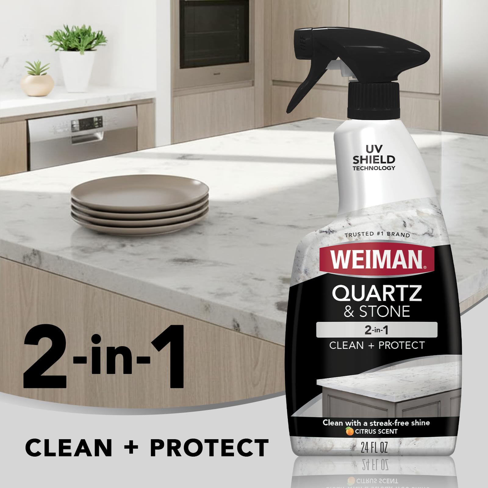 Weiman microfiber cleaning towel enables quick, streak-free polishing.