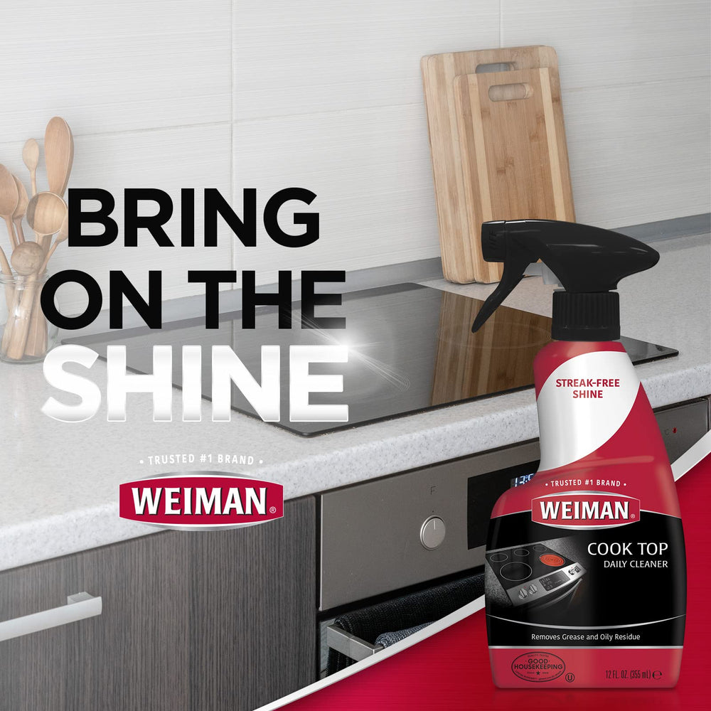 Weiman microfiber cloth used to buff glass stove surfaces
