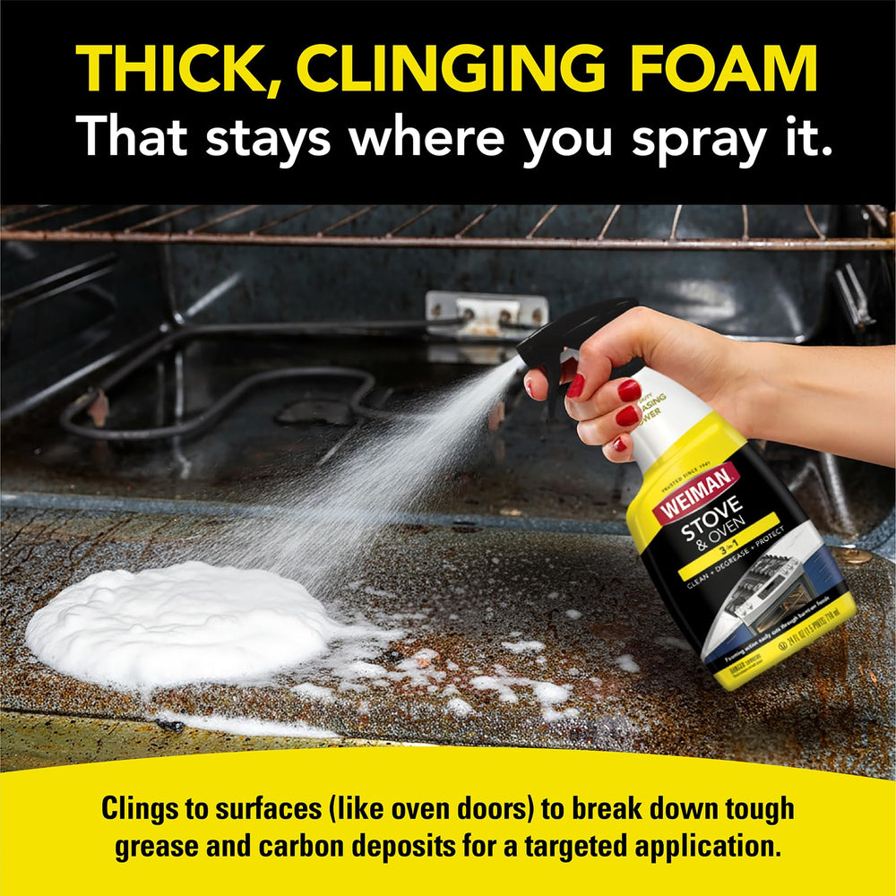 Weiman Oven Door Cleaner targets grime on glass doors for a refreshed look