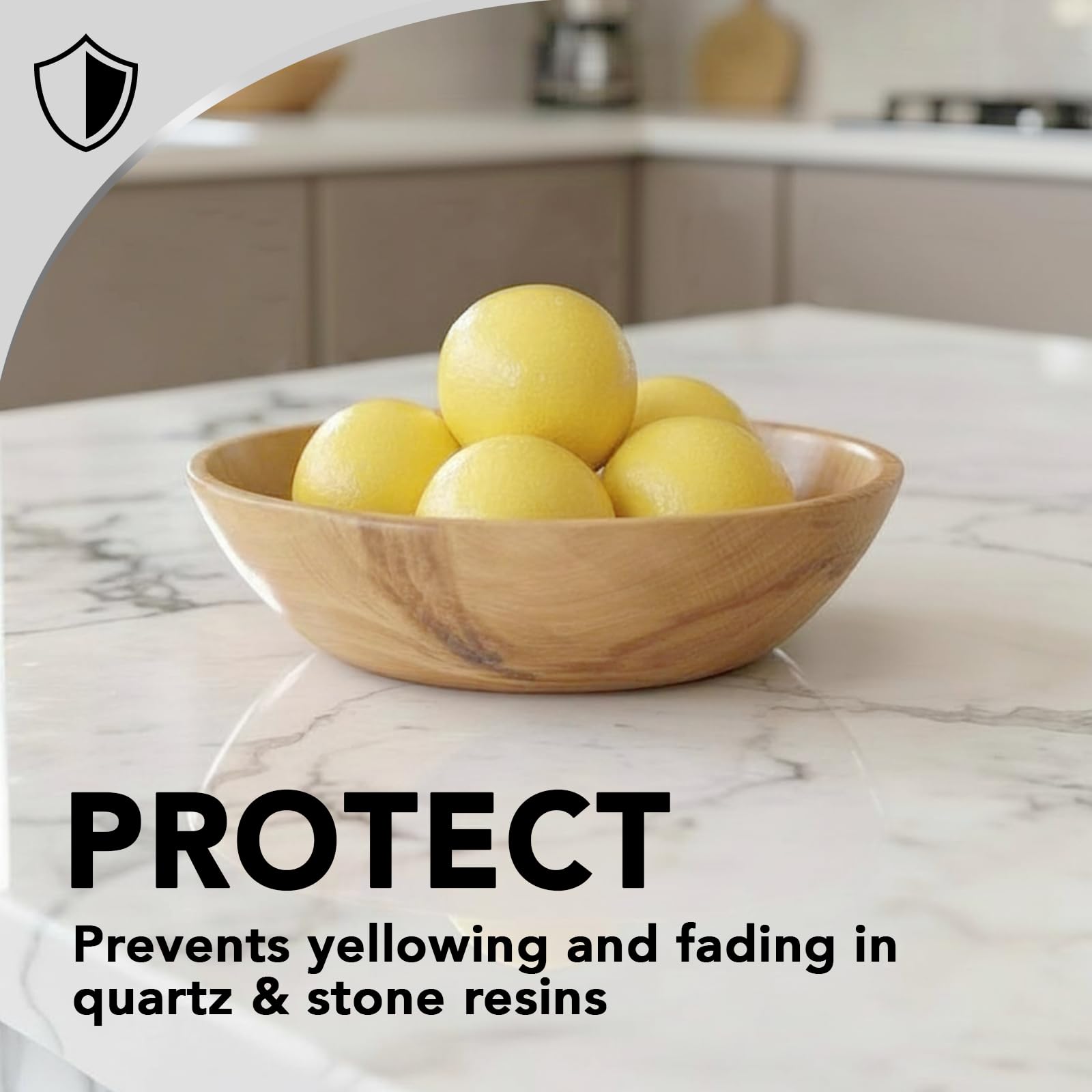 Weiman quartz countertop shine after cleaning showcases renewed luster.