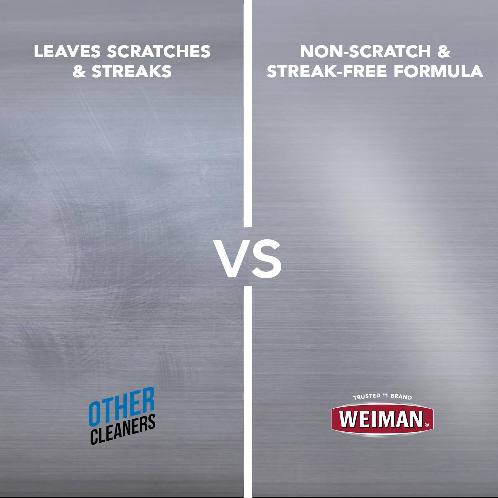 Weiman stainless steel cleaner after cleaning shows reflective shine