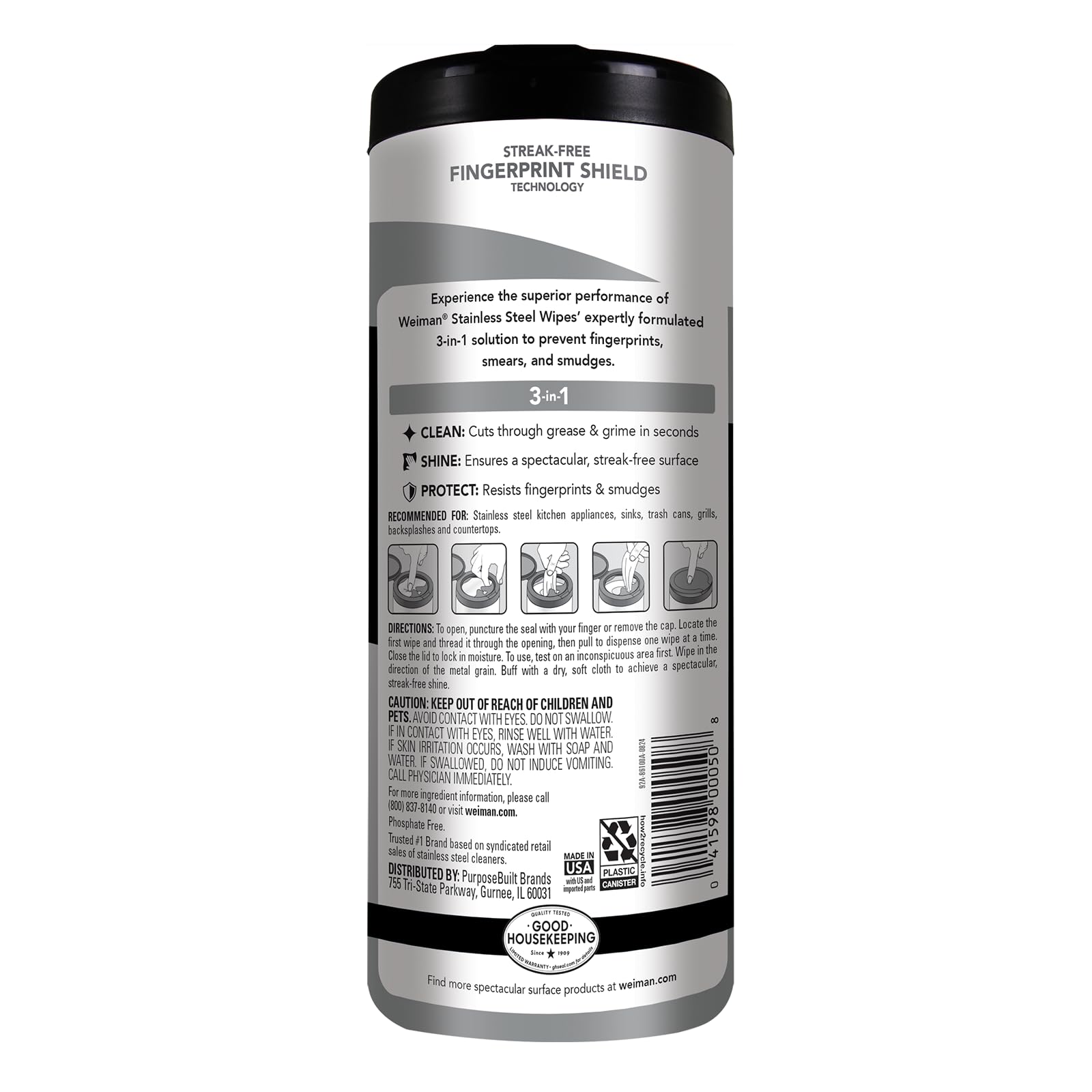 Weiman stainless steel cleaner cloth buff polishing to a protective, smudge-resistant finish.