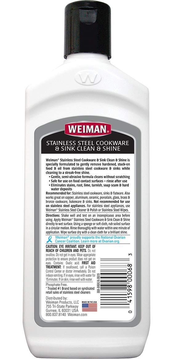 Weiman stainless steel sink cleaner foam application distributes even foam for thorough cleaning