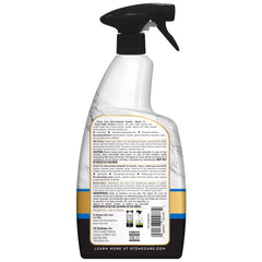 Weiman Stone Care Granite Cleaner label closeup shows trusted product identity for stone surfaces.
