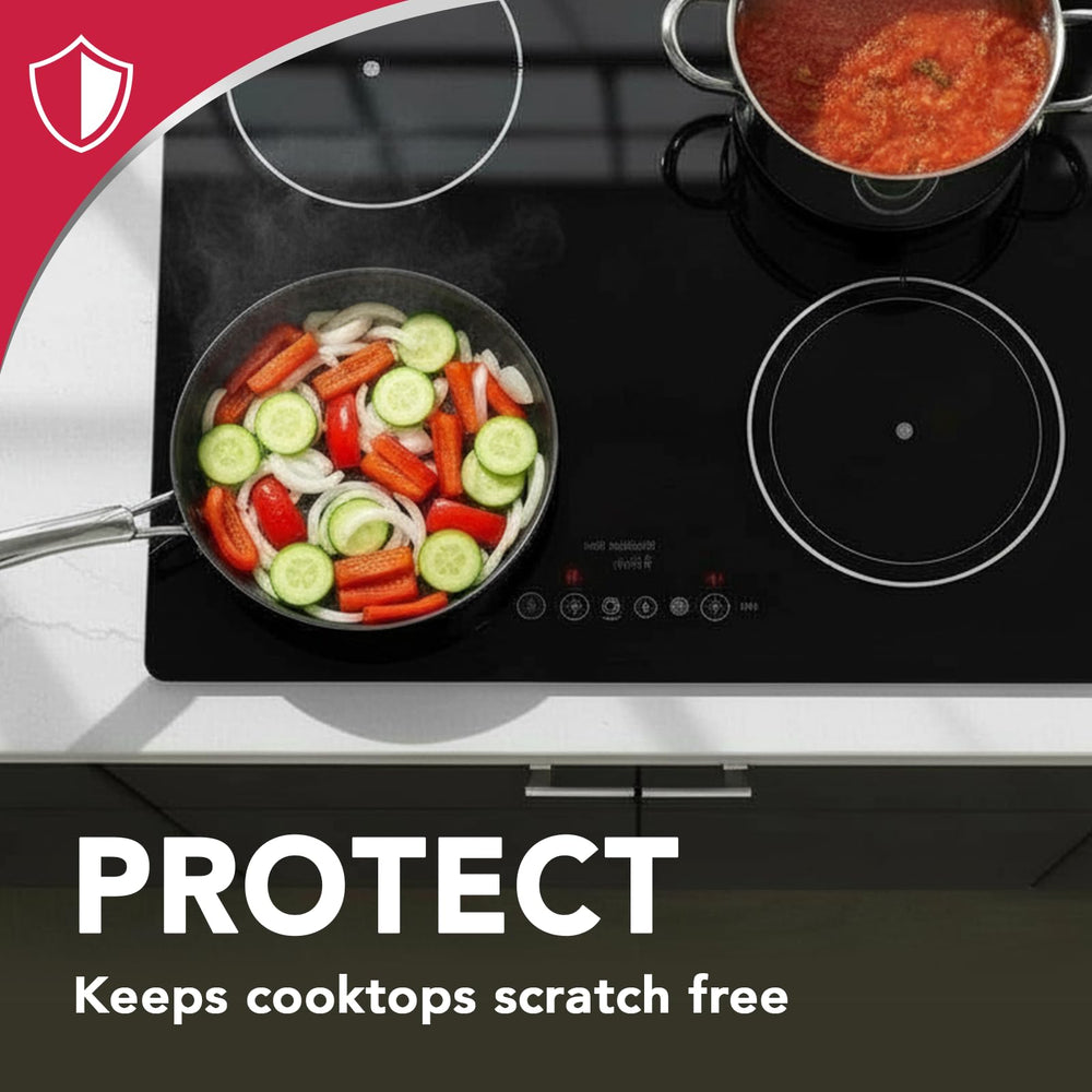 Weiman Streak-Free Shine Result shows glass cooktop after cleaning.