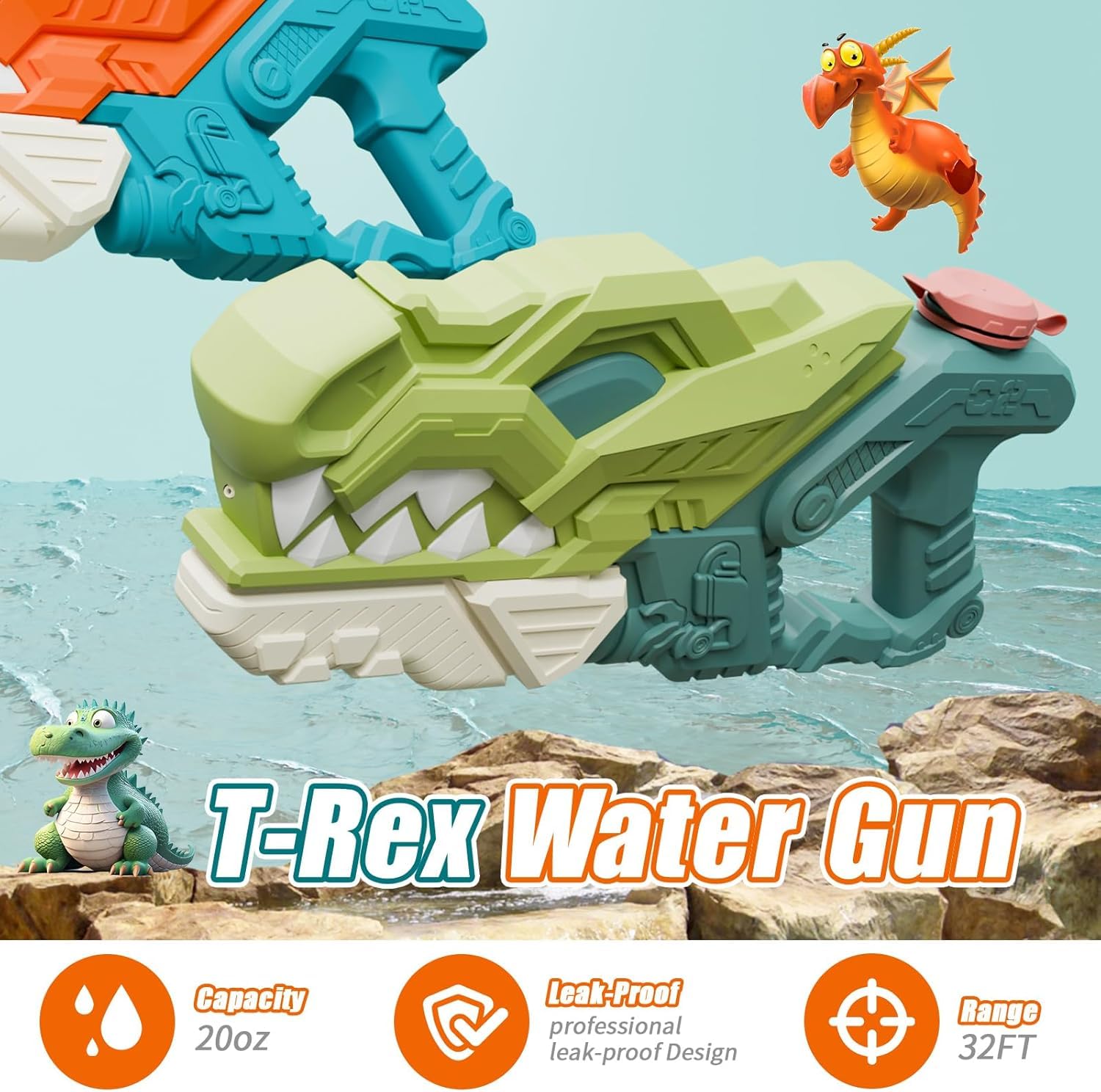 Weirtoya 580ml capacity water gun ensures longer splash fun.