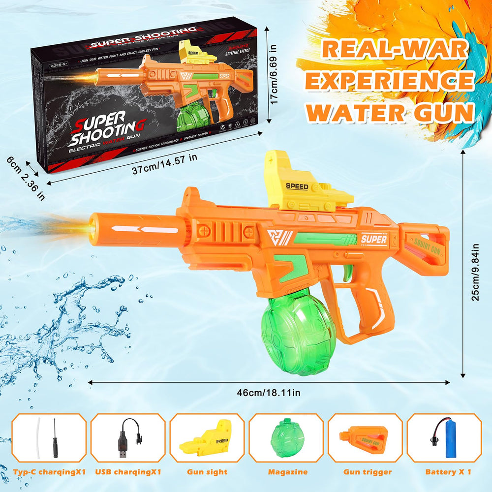 Weirtoya Electric Water Gun ships with charging kit and accessories.