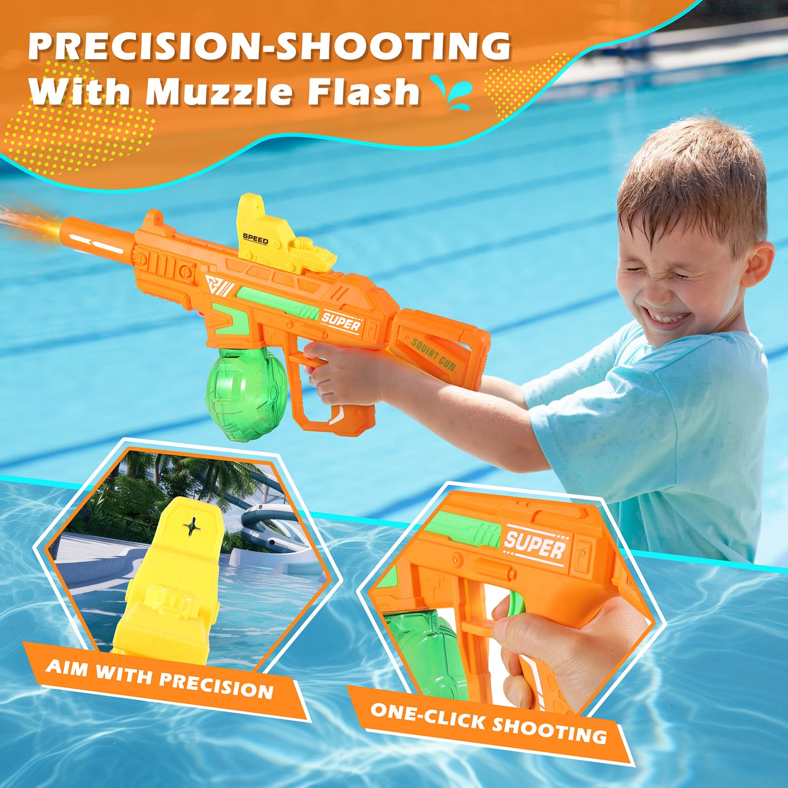 Weirtoya Electric Water Gun detachable magazine holds 300ml for extended battles.