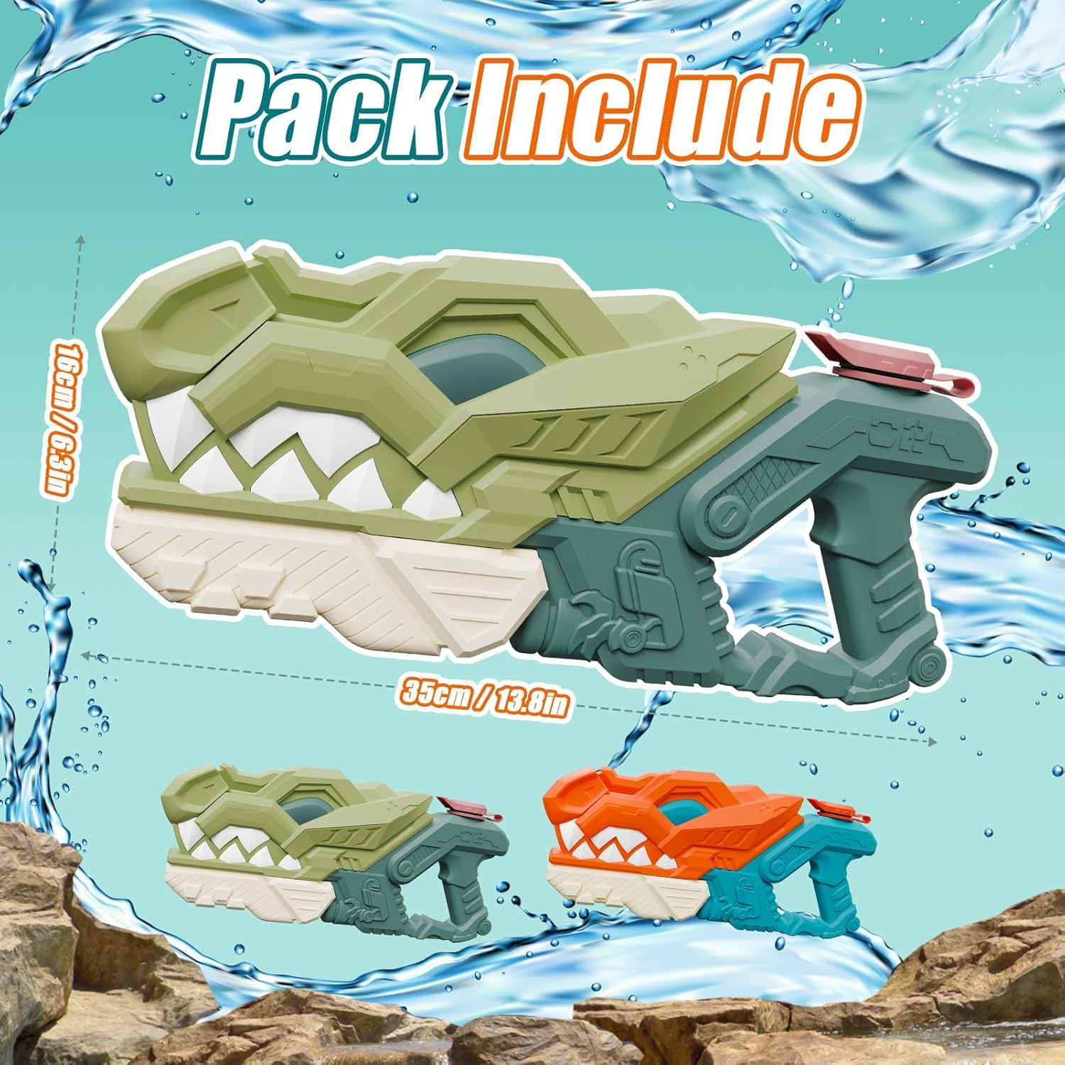 Weirtoya Tyrannosaurus Rex design water gun ready for outdoor play.