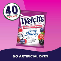 Close-up of Welch's fruit snacks in berry cherry flavor.