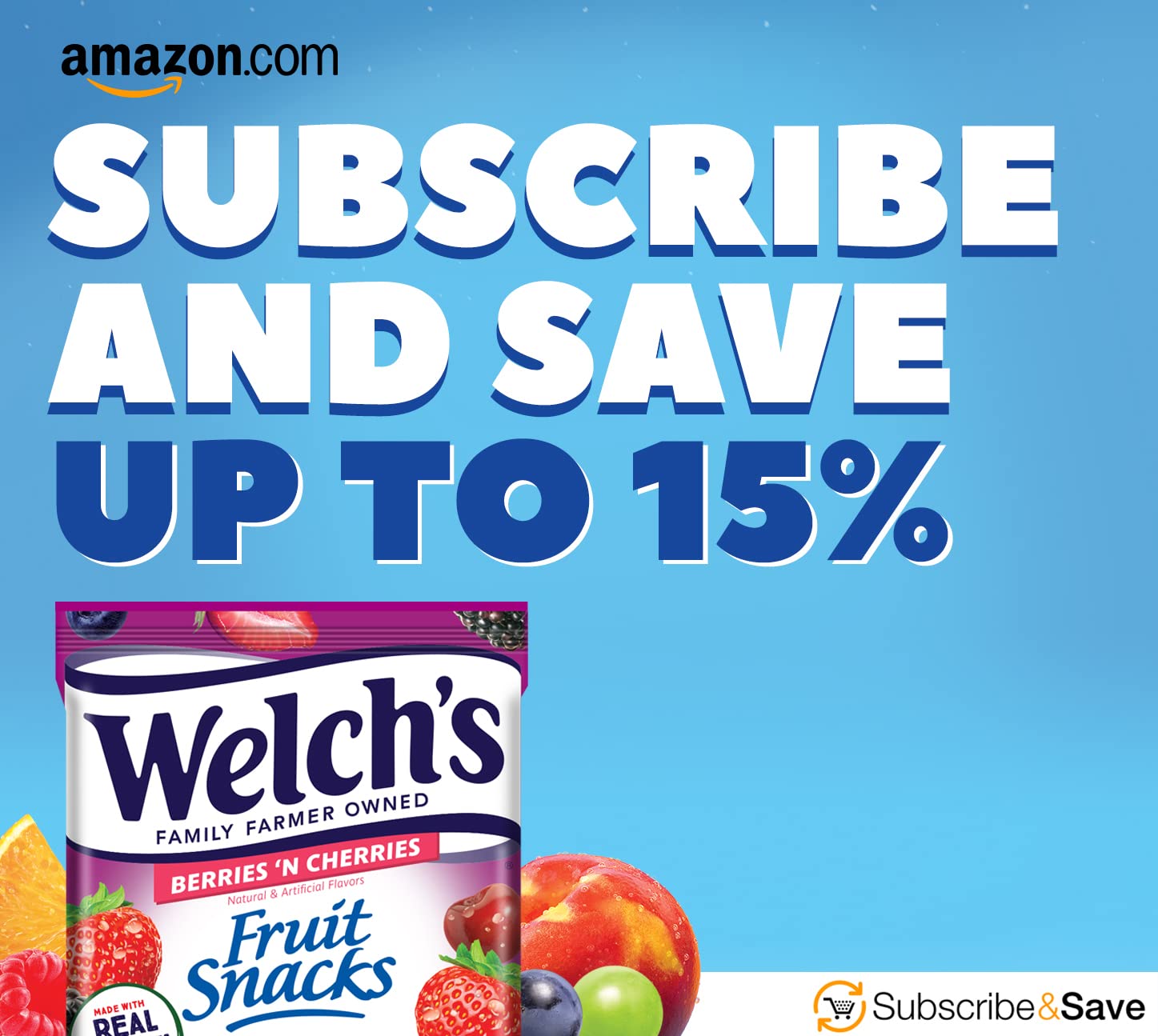 Assorted Welch's snacks in a backpack for travel.
