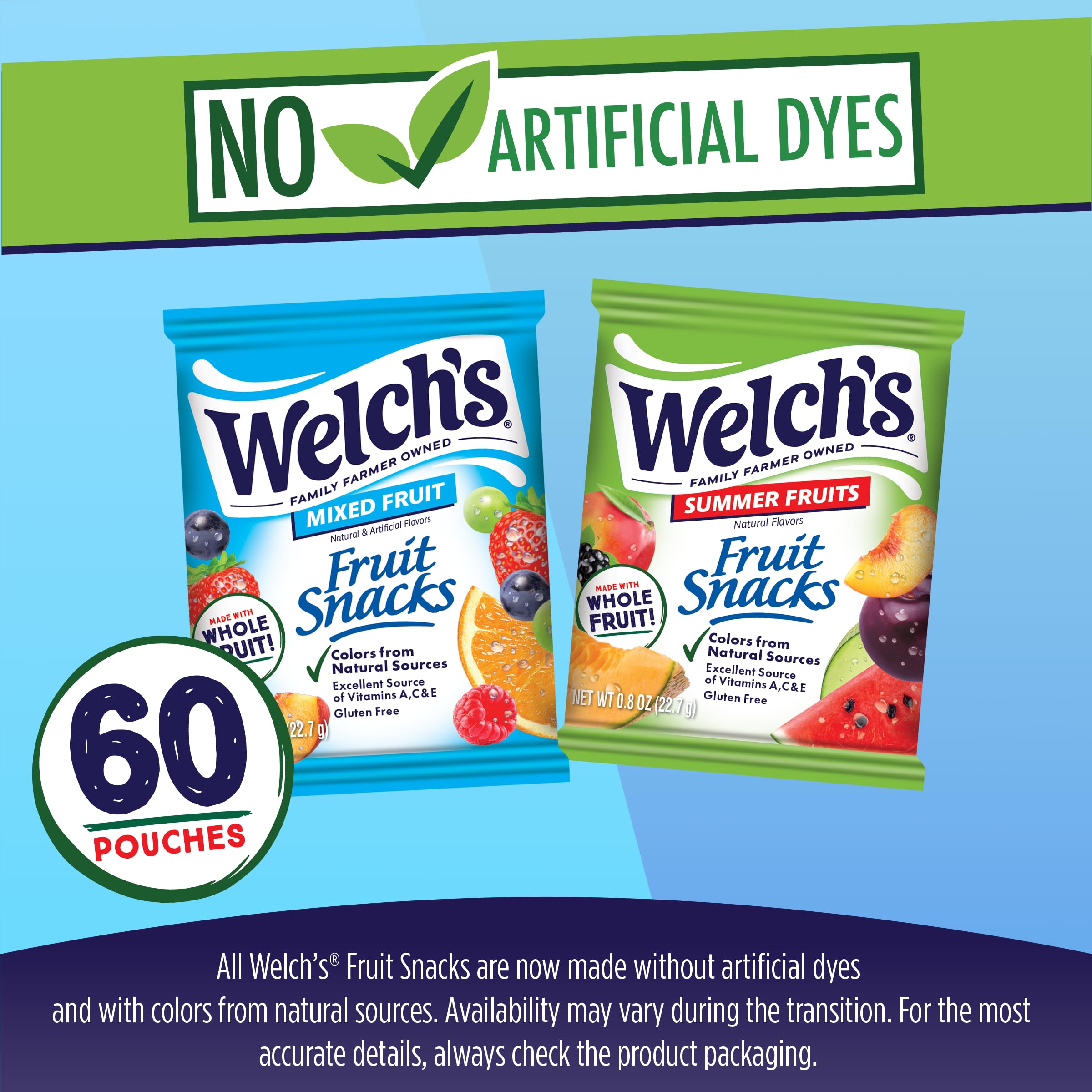 Welch's Fruit Snacks natural colors provide vibrant shapes without artificial dyes