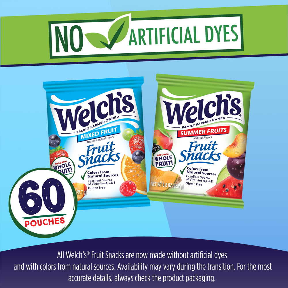 Welch's Fruit Snacks natural colors provide vibrant shapes without artificial dyes