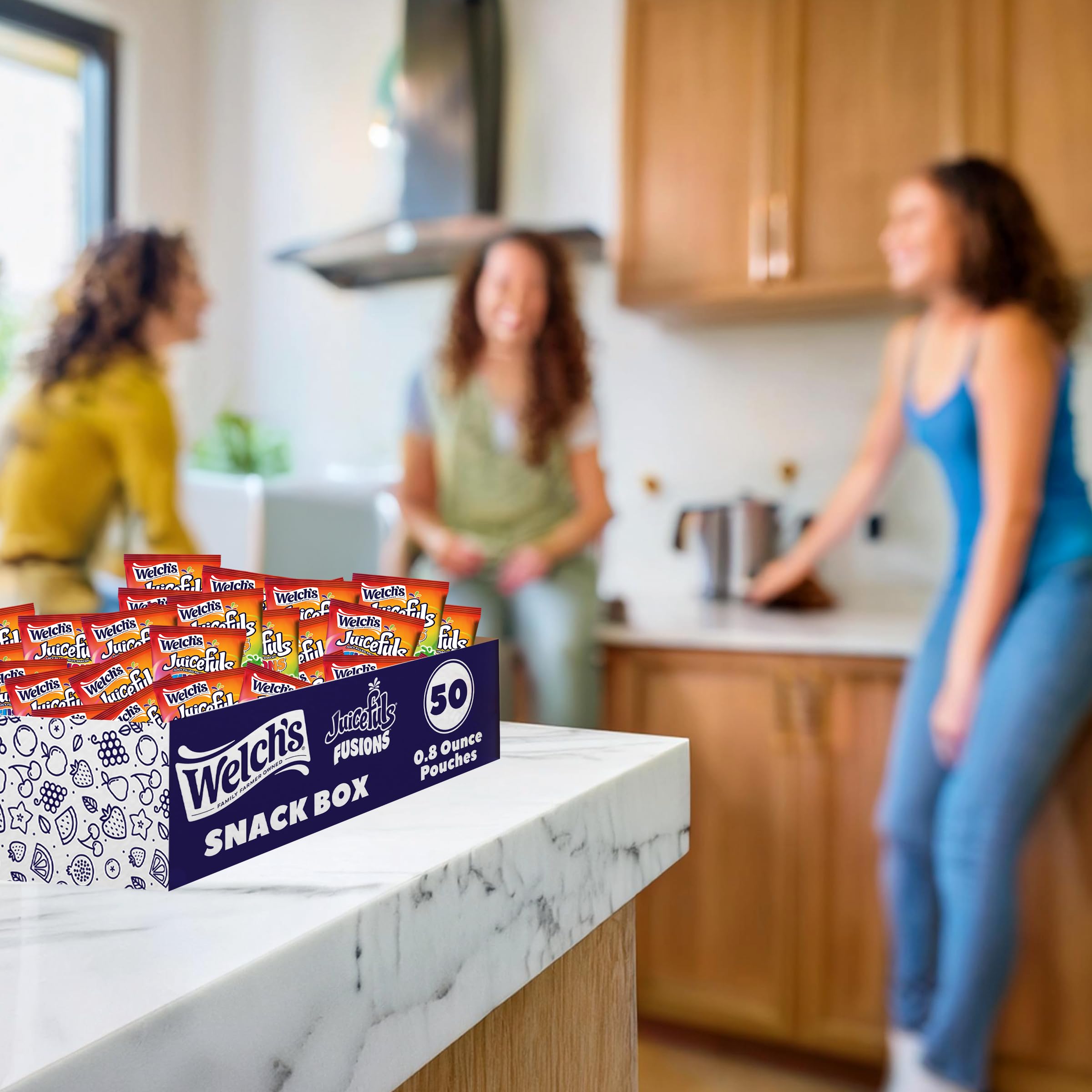 Welch's Juicefuls Fusions gluten-free and fat-free, made with real fruit.