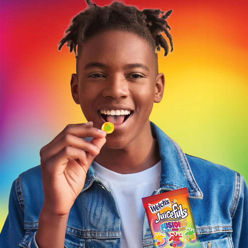 Welch's Juicefuls Fusions on-the-go snack pack fits bags and lunches.