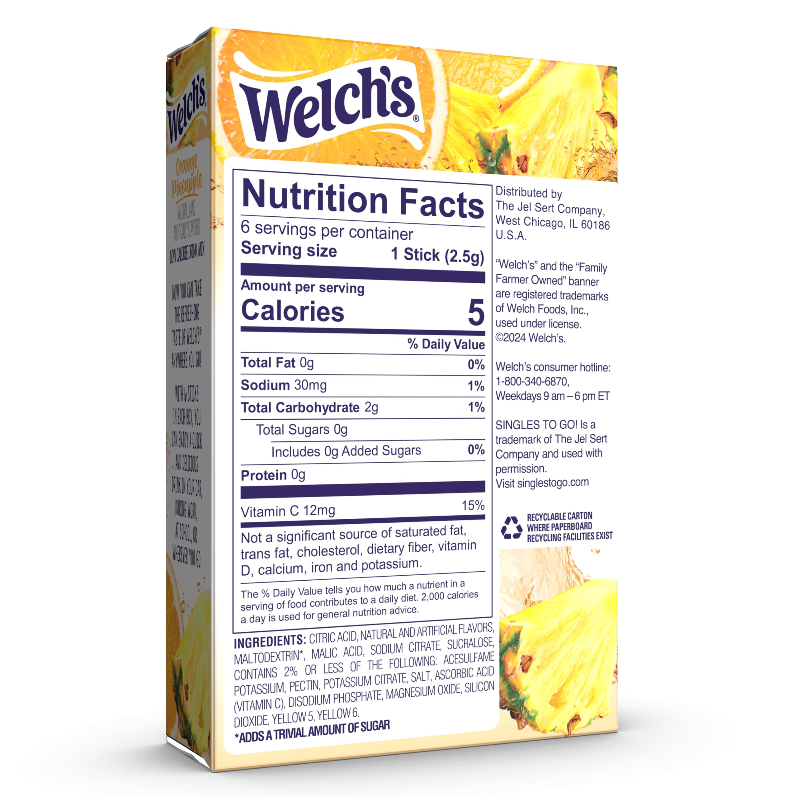 Welch's Singles To Go Orange Pineapple box showing portable singles.