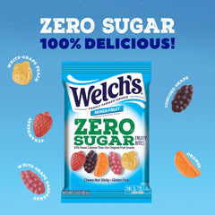 Welch's Zero Sugar Fruity Bites gluten free and fat free treat.