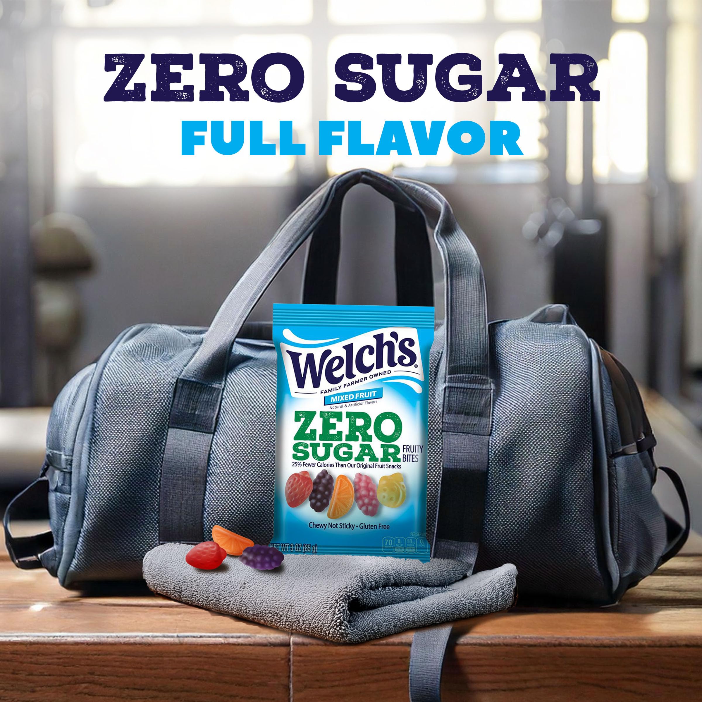 Welch's Zero Sugar Fruity Bites mixed fruit flavor is kid-friendly lunchbox option.