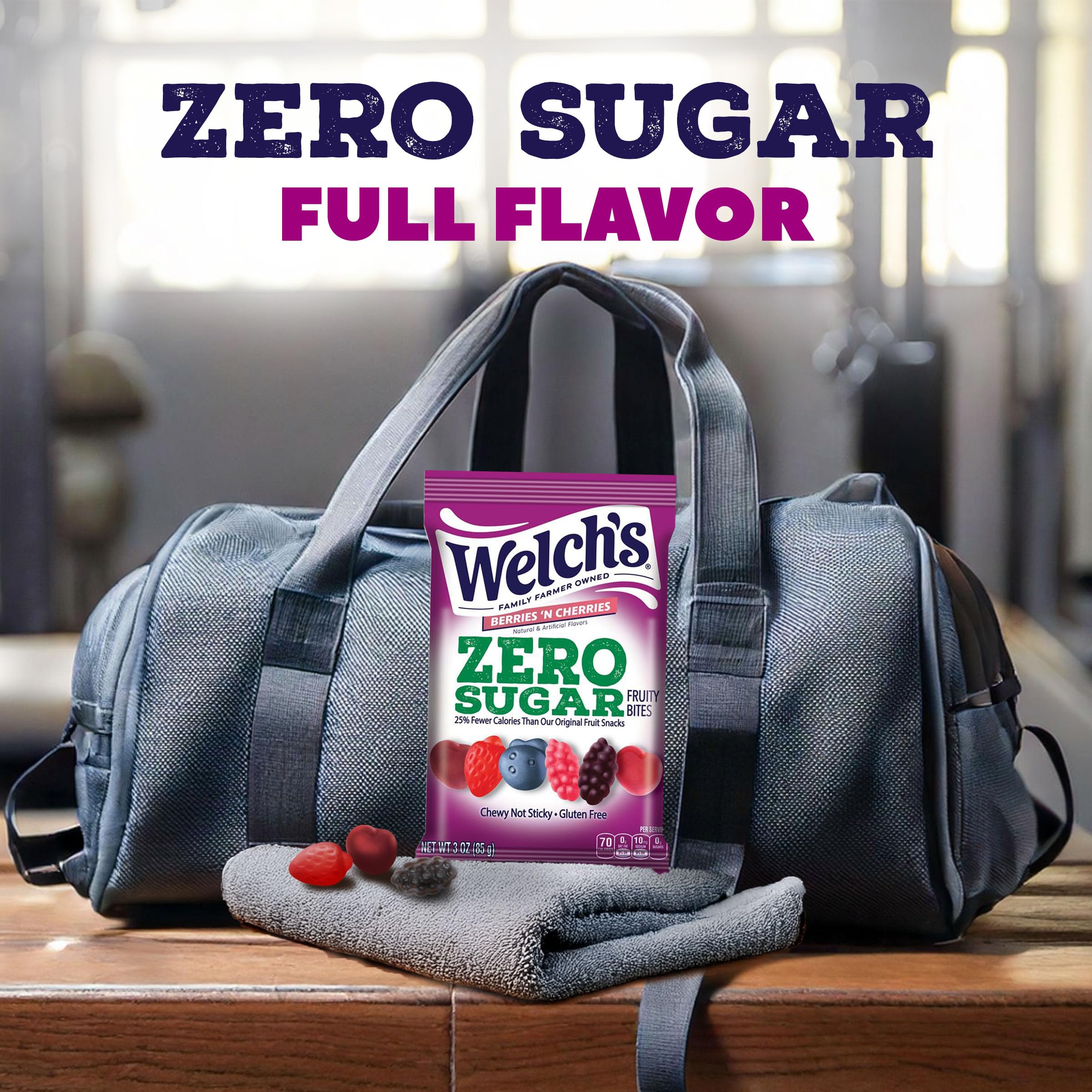 Welch's Zero Sugar Fruity Bites travel-friendly snack packs.