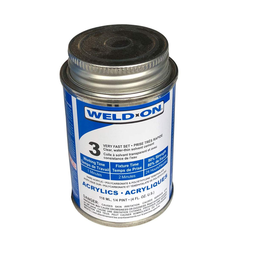 Clear WELD-ON 3 cement dispensed for quick, clean, transparent joints