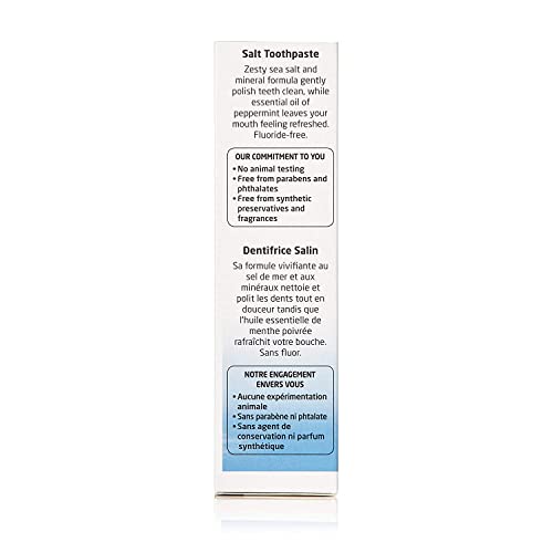 Weleda Natural Salt Toothpaste box on bathroom counter for everyday oral care.