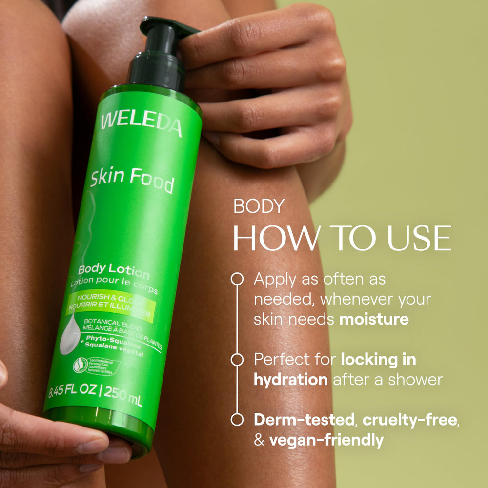 Weleda Skin Food Body Lotion chamomile and calendula in soothing blend.