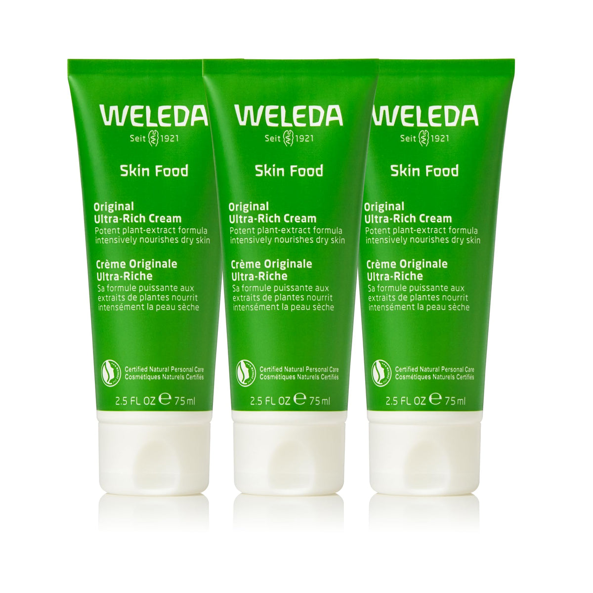 Weleda Skin Food Original 3-Pack packaging close-up for nourished skin routine.