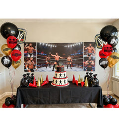 Weletric wrestling party decorations feature bold prints for a festive boxing match vibe.