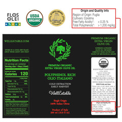 WellEatable early harvest olive oil label signals peak freshness and quality.