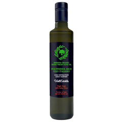 WellEatable high polyphenol olive oil bottle highlights premium polyphenols for vibrant flavor.