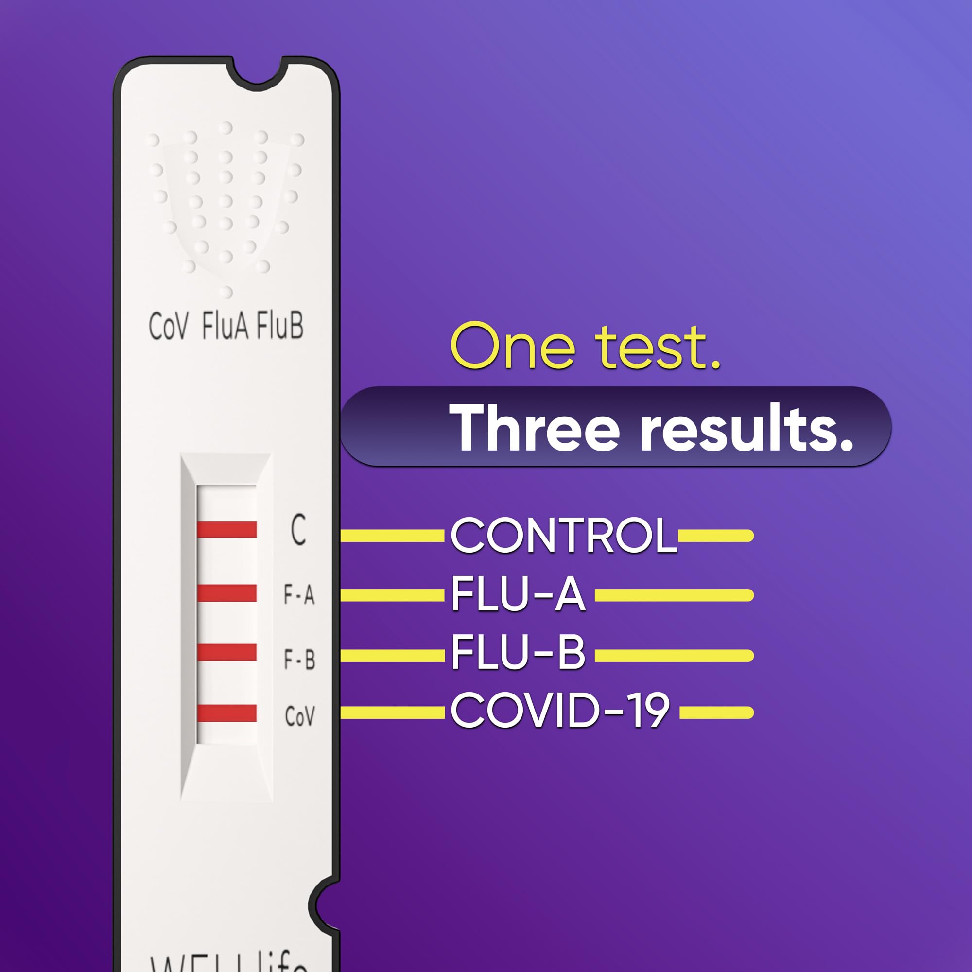 WELL LIFE rapid test result strip clearly shows lines within minutes