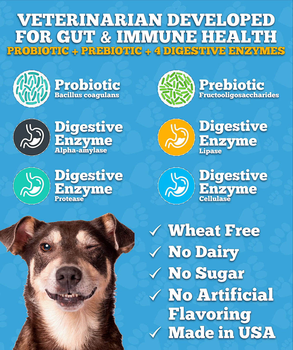 Well Loved Probiotics for Dogs prebiotic enriched formula logo highlights immune support and balance